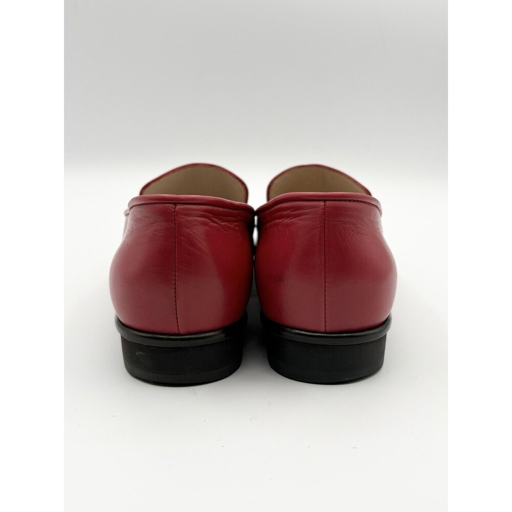 Chanel Red Calf Leather Loafers CC Logo Vintage Black Trim Y2K Sz EU 36 - Picture 9 of 14
